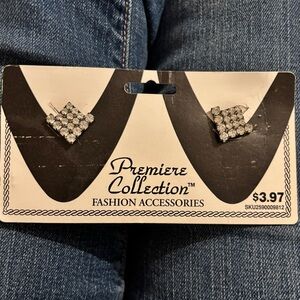 Vintage Rhinestone SHOE CLIPS Original Card Square Art Deco Premier Collection